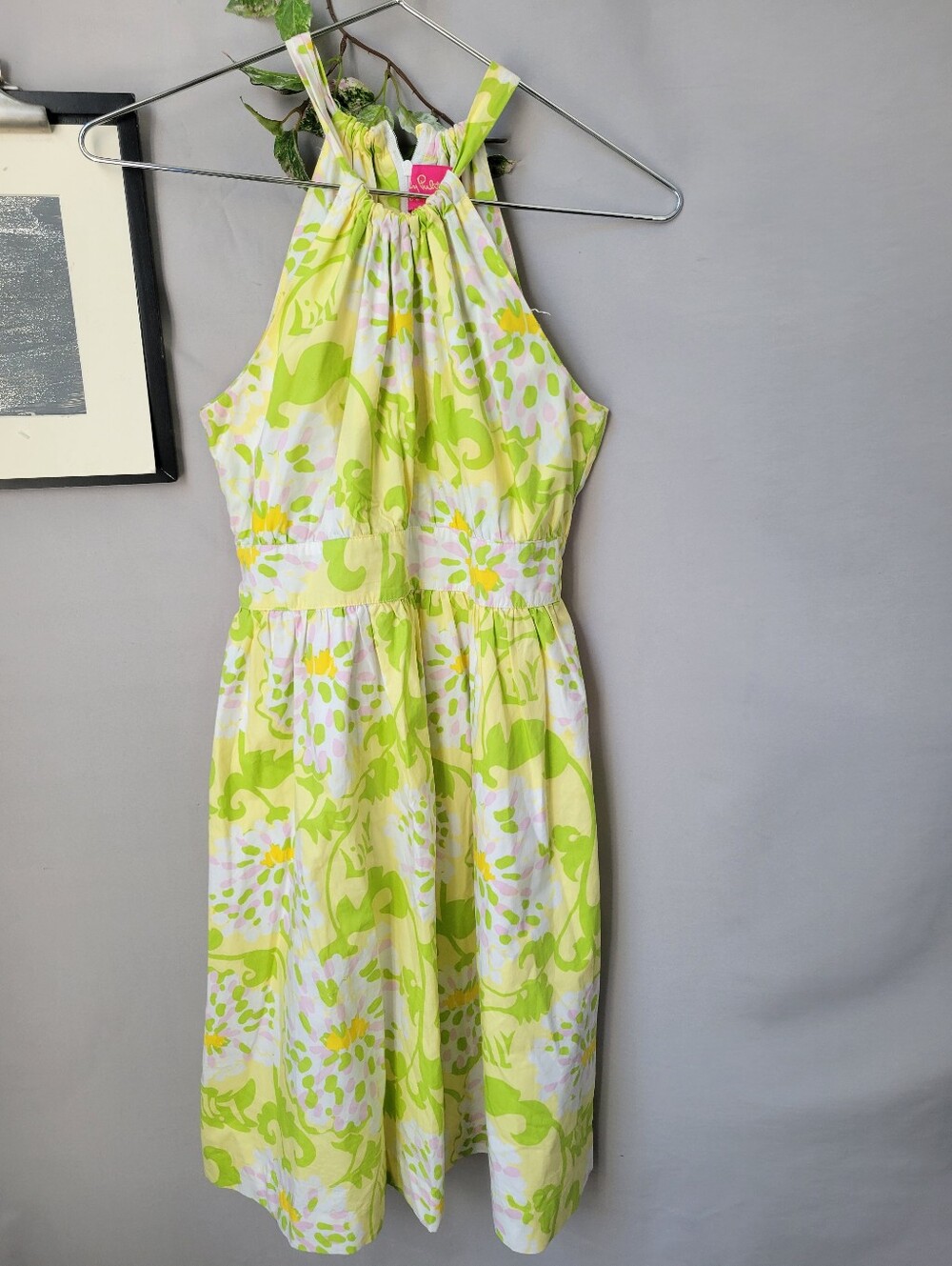 Lilly Pulitzer Jubilee Floral Halter Dress Green Pink 14